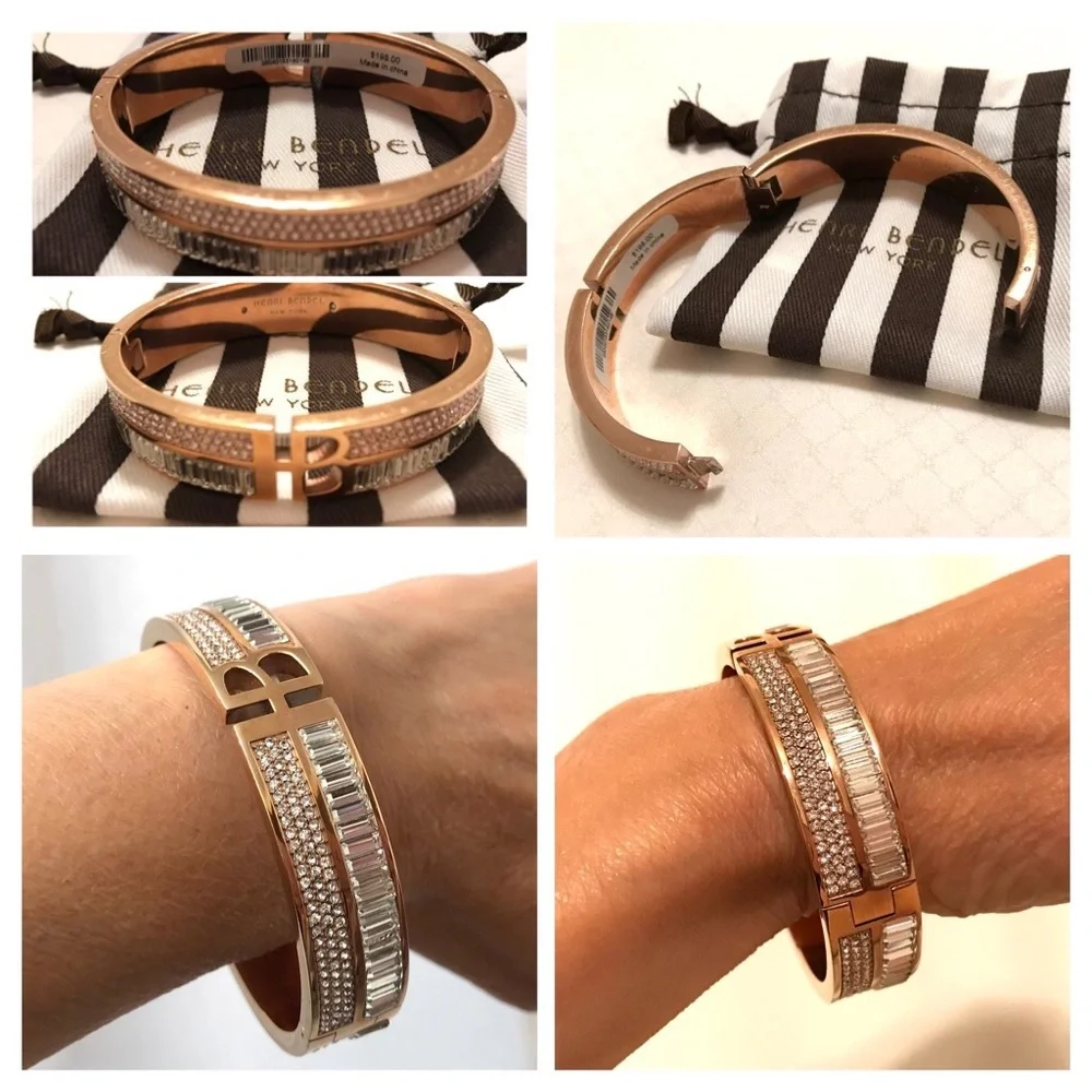 💎HTF💎HENRI BENDEL Double Row Swarovski Bangle - Picture 2 of 10